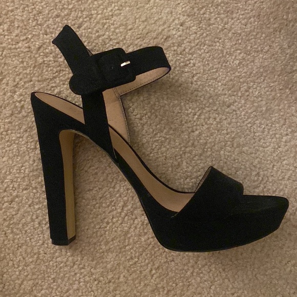 Madden Girl Chunky Black Velvet Heels - Picture 2 of 5